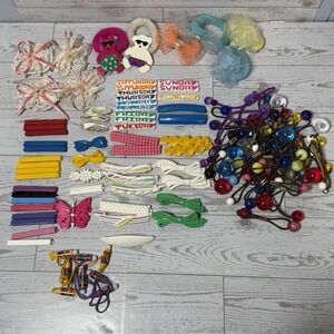 VTG Hair Accessories Lot Barrettes Bows Beaded Ponytail Holders Knockers Ballies